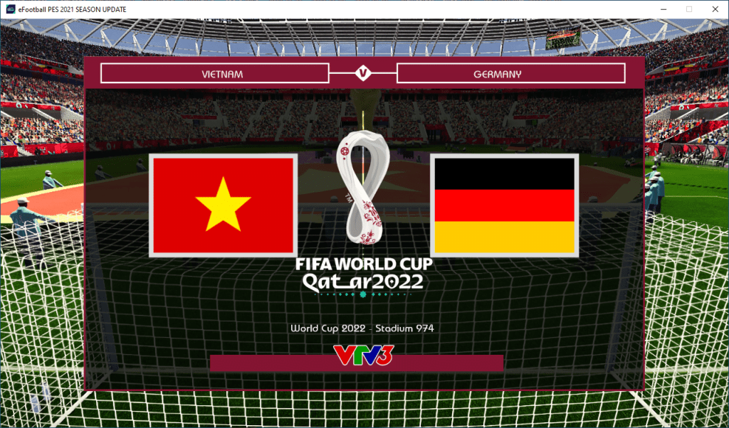 Scoreboard World Cup 2022 Hội Quán PES version - Phòng Var kèm logo Vtv3