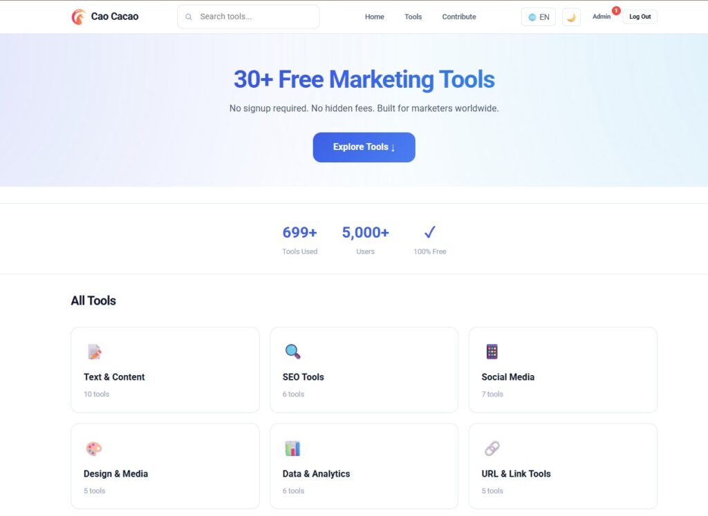 Free Marketing Tools - No Registration Required