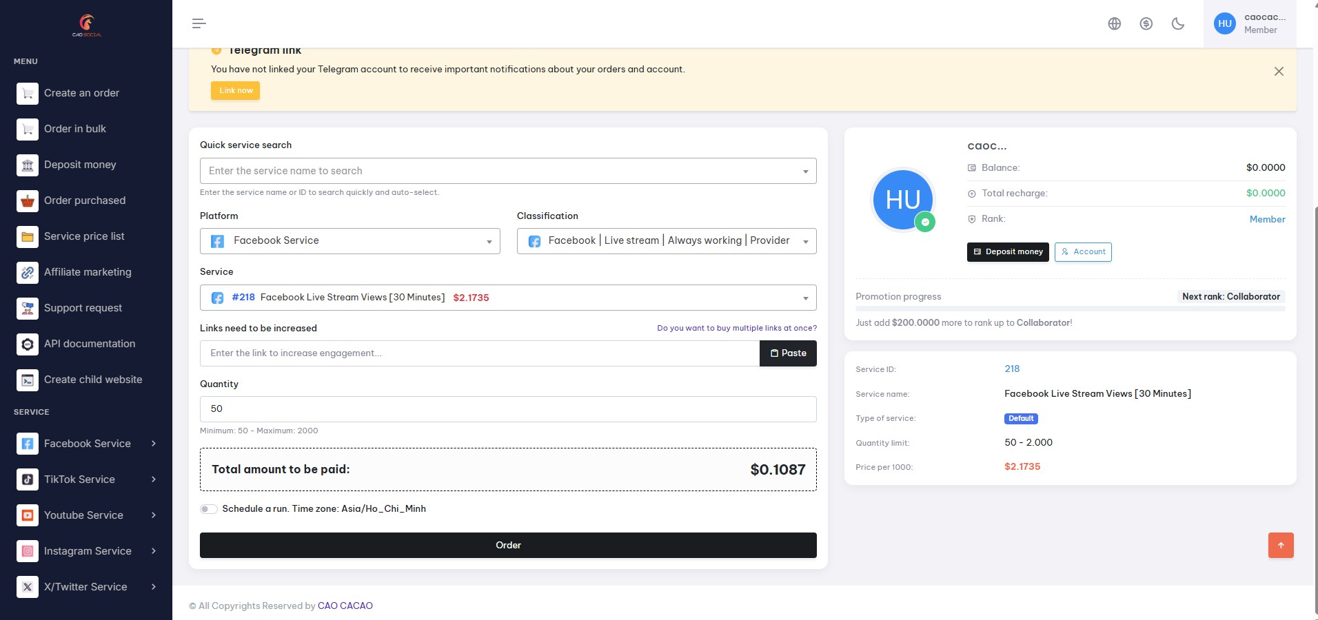 CaoSocial.net - Công Cụ Tăng Trưởng Mạng Xã Hội - SMM Panel